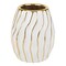 White Porcelain Short Vase with Gold Wavy Design By Kinor Decor